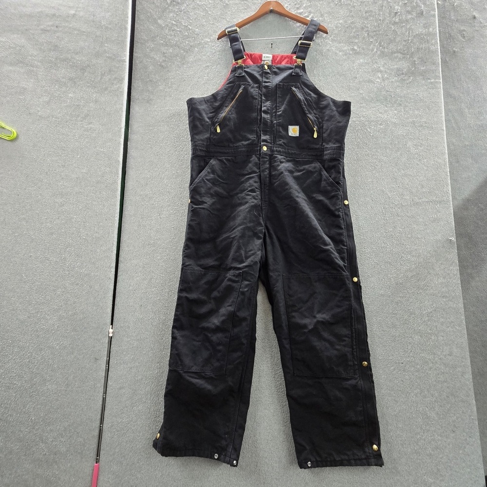 Carhartt Men‎ Overalls 42X30 Black Military Duck Double Knee R38 Insulated Y2K